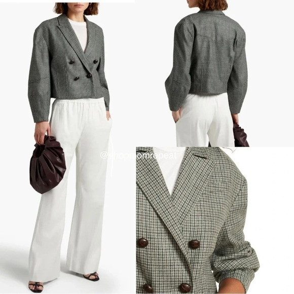 Veronica Beard Sybille Houndstooth Wool blend Cropped Jacket Blazer size 2 - Picture 6 of 16